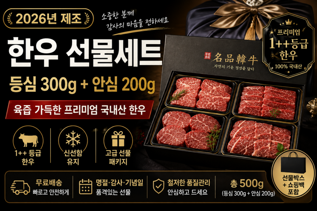 국내산 한우 500g 등심·안심 구성 프리미엄 명선물세트 제품 이미지
