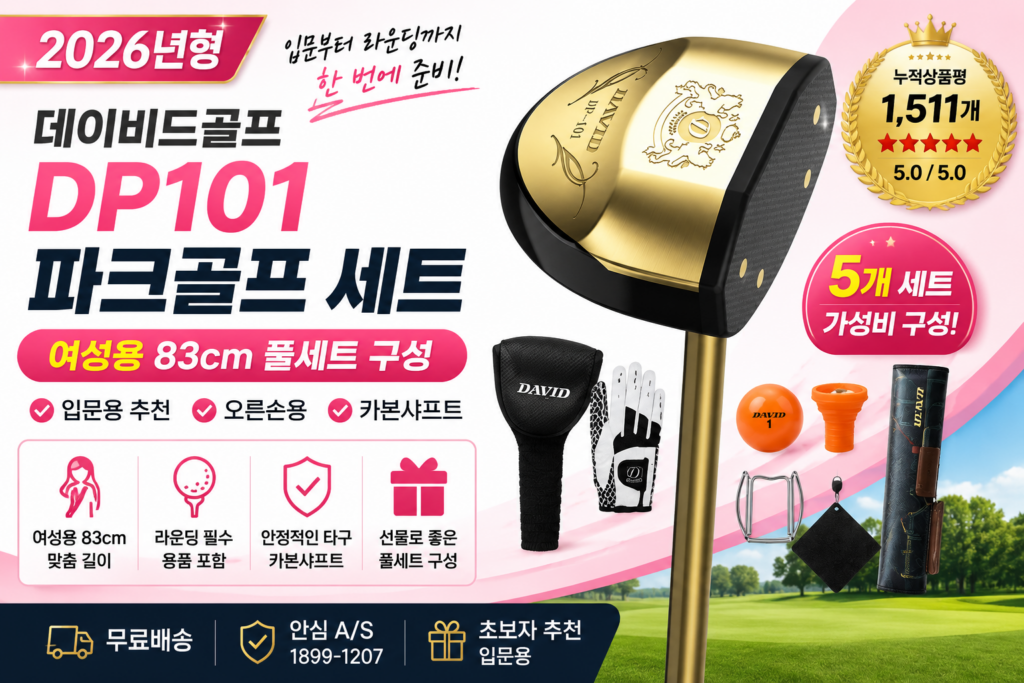 데이비드 DP101 남여공용 파크골프채 풀세트 입문 라운딩 구성 추천 제품 이미지