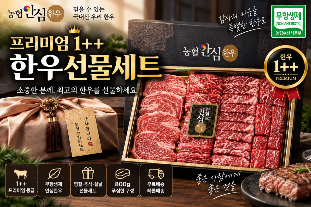 2026 한우 선물세트 추천 농협안심한우 1++ 800g 가격｜추석·설날 명절선물 부모님 소고기 선물 제품 이미지