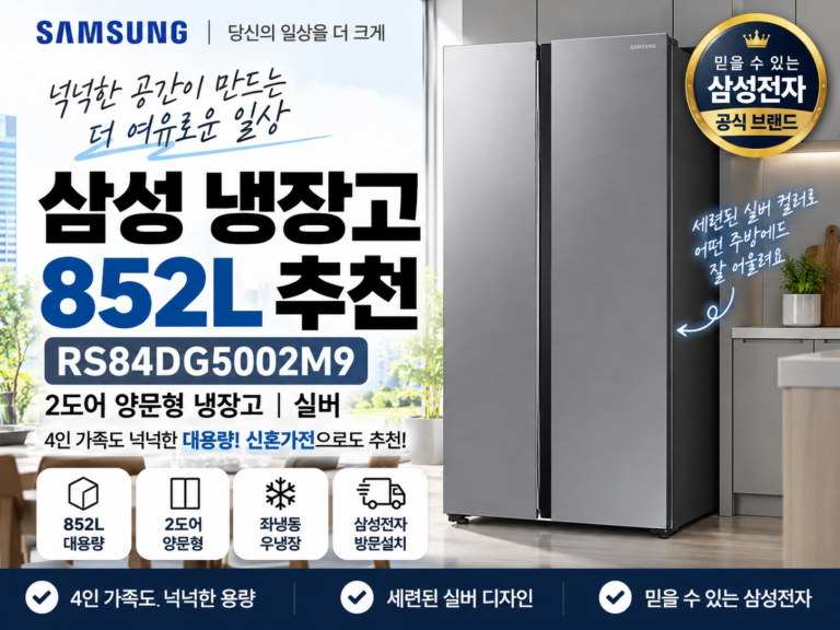 삼성 냉장고 852L 추천 RS84DG5002M9 가격 비교｜2도어 양문형 냉장고·실버 대용량 냉장고·4인가족 냉장고·신혼가전 방문설치