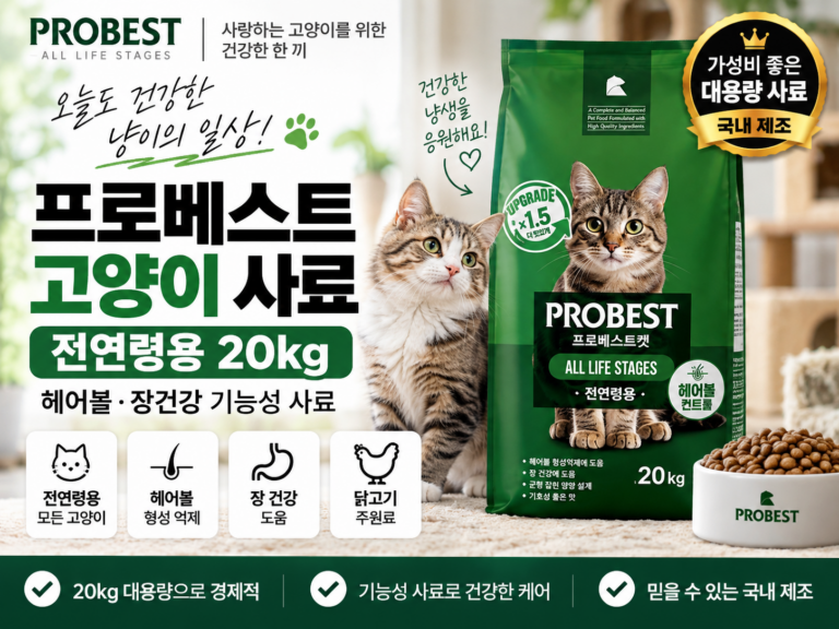 프로베스트 고양이 사료 20kg 추천｜전연령 대용량 사료 헤어볼·장건강 가성비 비교